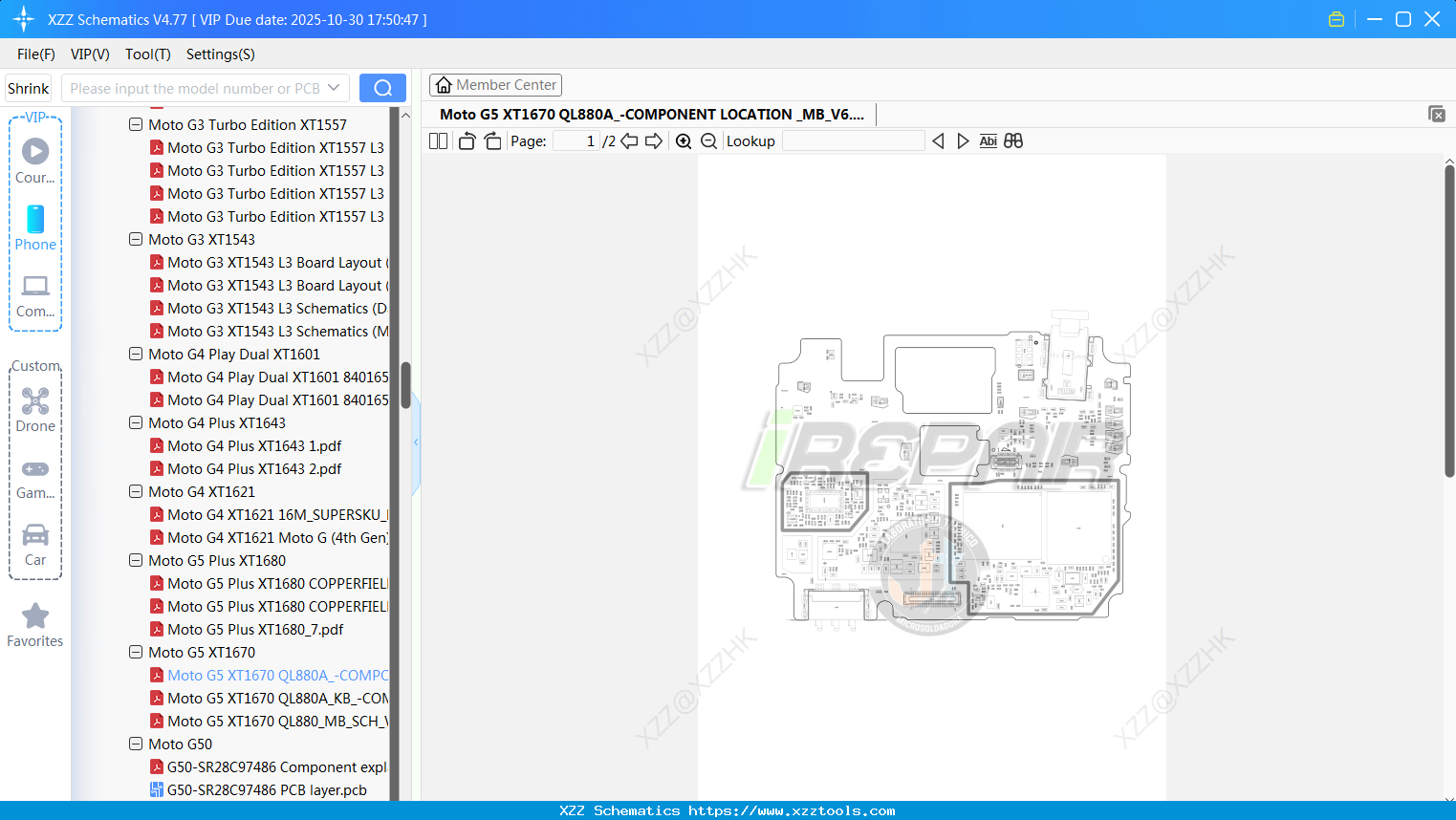 Motorola Moto G5 XT1670 QL880A_-COMPONENT LOCATION _MB_V6